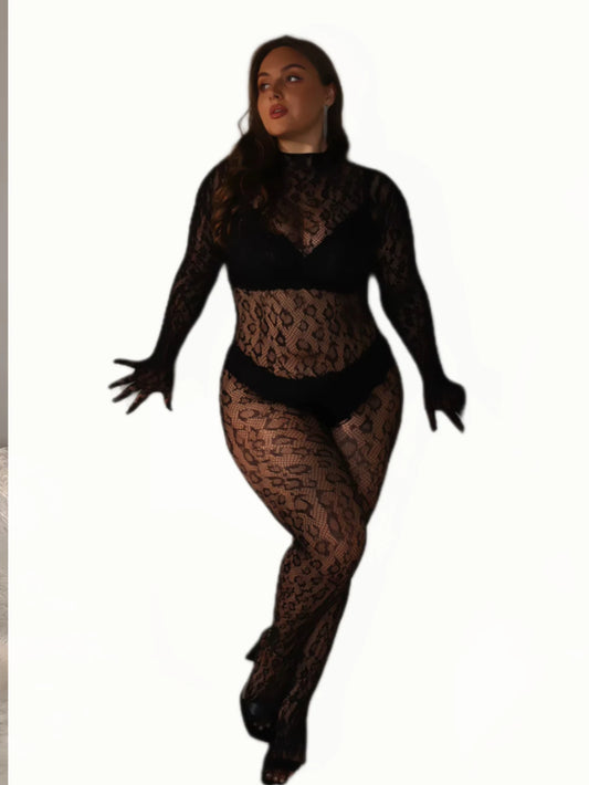 Leopard Print Mesh Bodysuit