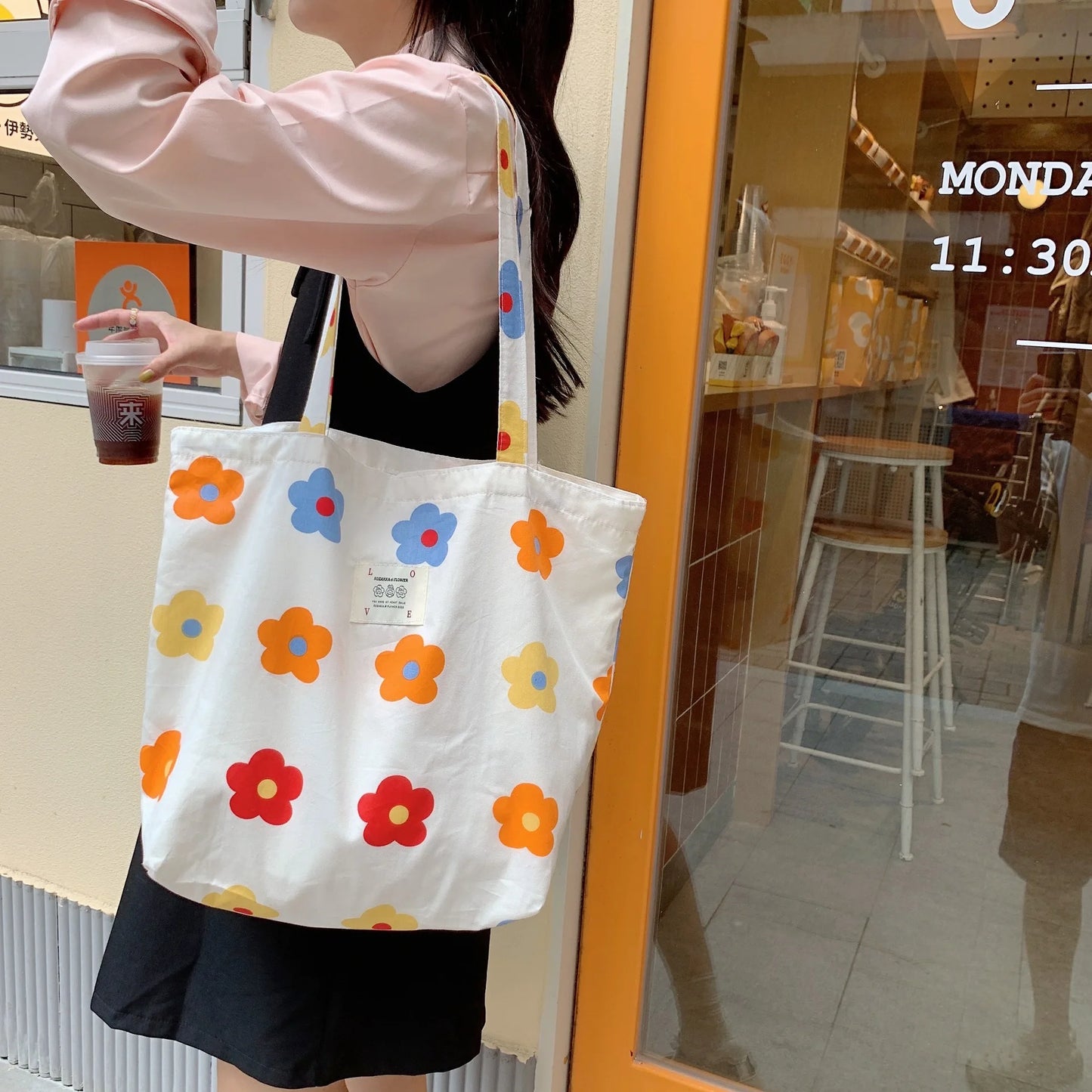 Floral Canvas Tote Bag