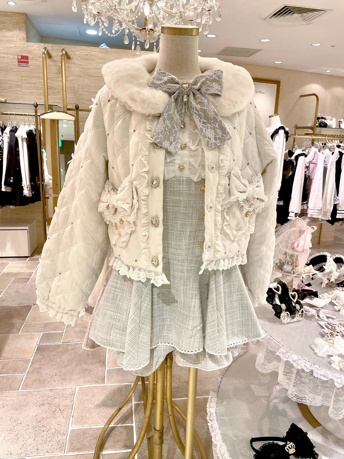 Doll Fur Collar Short Parka