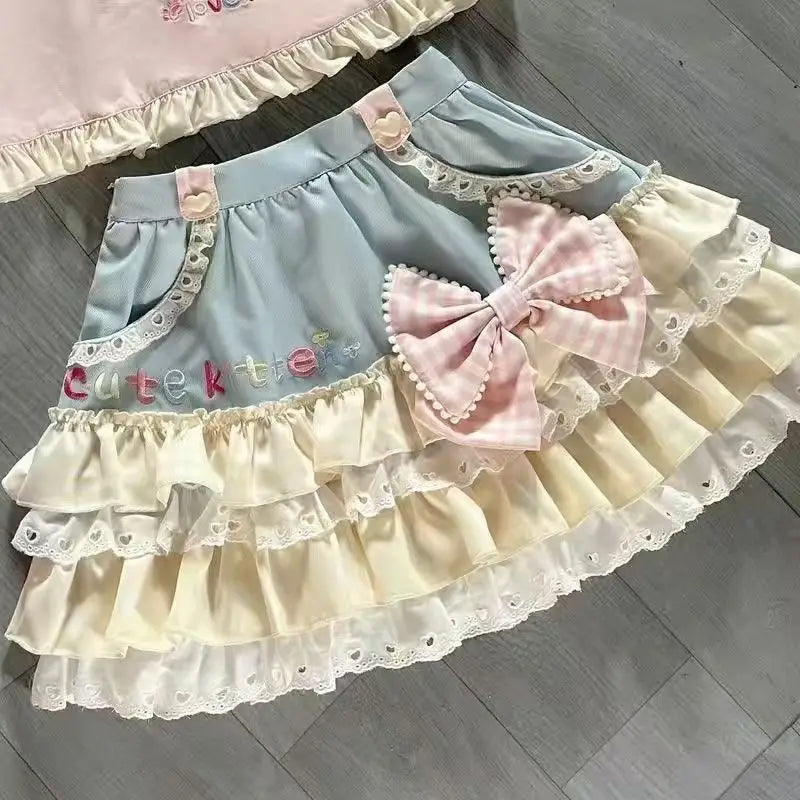 Layered Ruffle Mini Skirt Set