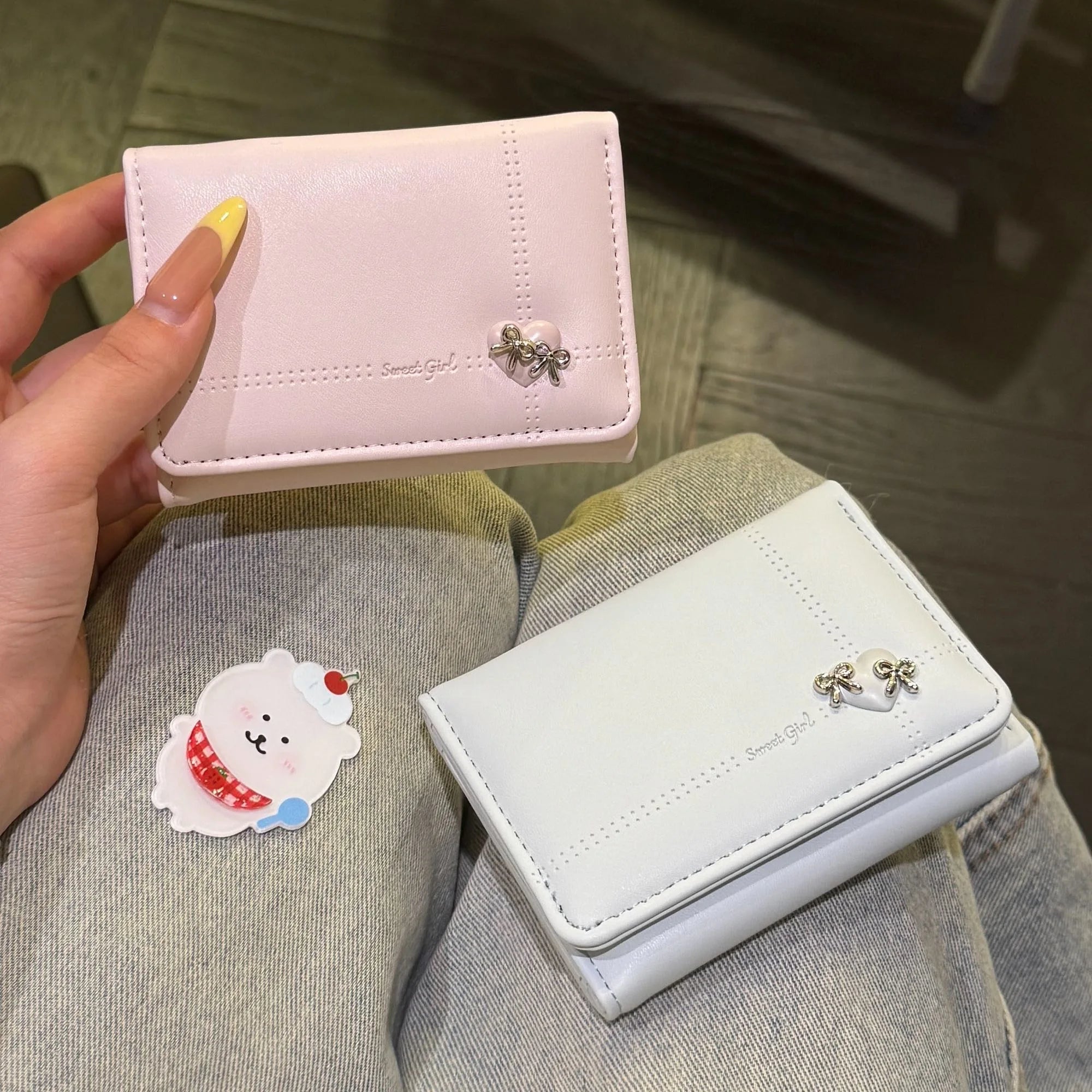 Simple Love Bow Short Wallet