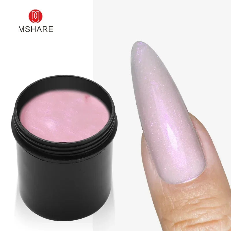MSHARE 150ml Ice Blue Jelly Gel Builder Nail Extension Gel Tpo Hema Free Gel Nail Construction Cream Medium Shimmer UV Led Gel