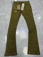 Rhinestone Denim Flared Jeans