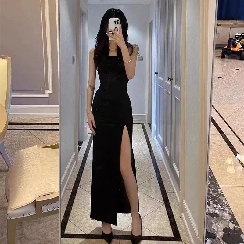 Black Spaghetti Strap Maxi Dress