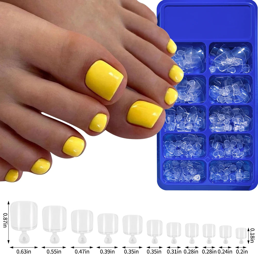 100pcs Fake Toenail Nude White Clear Press on Toe Foot Full Cover Short Square  False Nail Tips for Summer Women Feet Decoration
