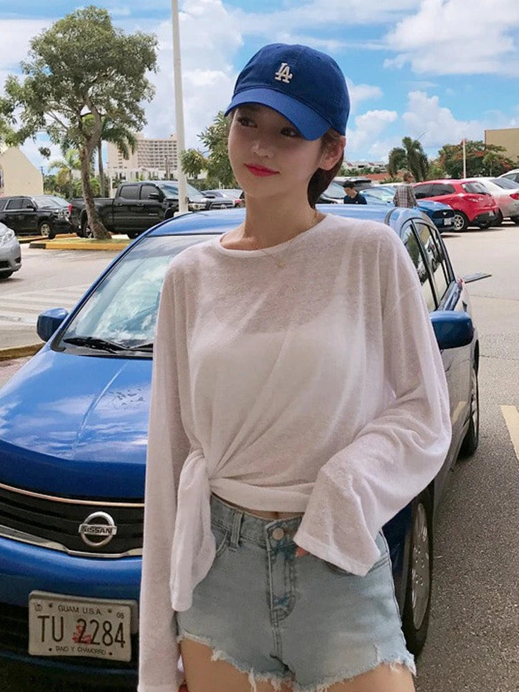 Sheer Layering Long-Sleeve Tee