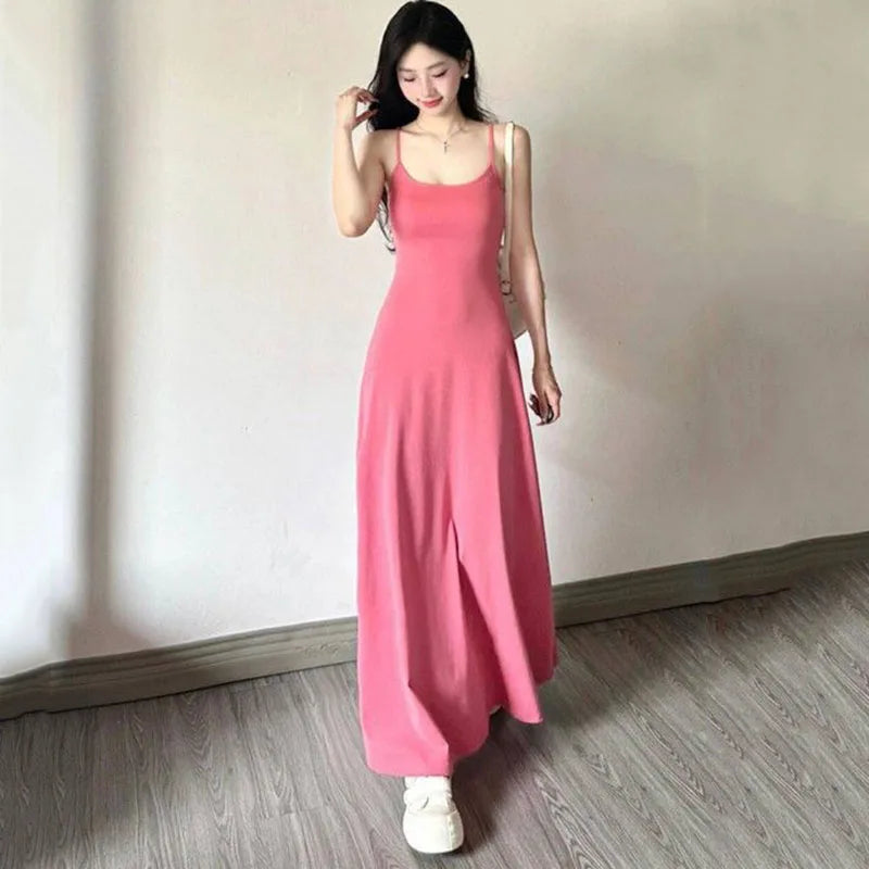 Solid Casual Basic Spaghetti Strap Dress