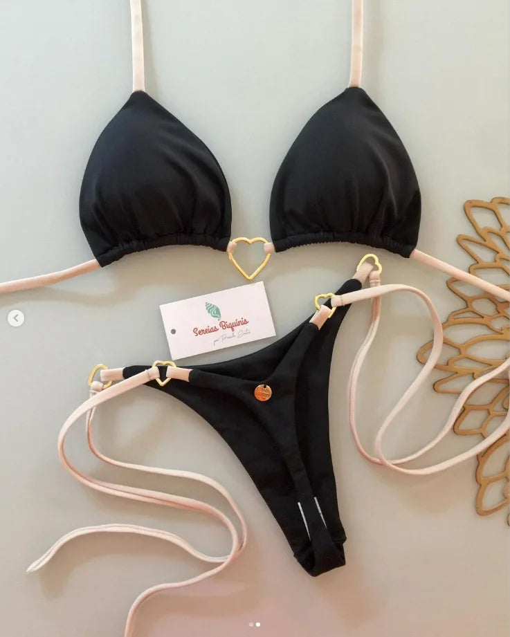 Sweetheart Contrast Bikini Set