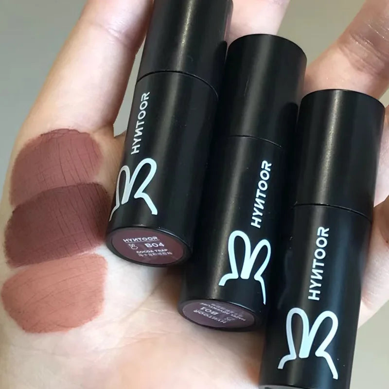 Hyntoor Matte Lip Mud Nude Goth Soft Mist Velvet Punk Smoky Black Grey High Colors Lipstick Lasting Lip Makeup