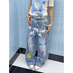 Baggy Graffiti Print Jeans