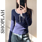 Bow Simple Patchwork Tee