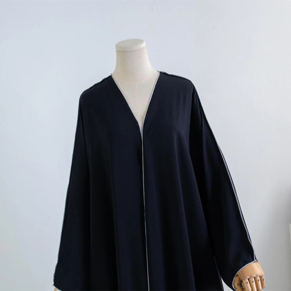 Open Front Abaya Muslim Kaftans Full Sleeve Maxi Length Dress Women Abayas Arabian Islamic Clothing Women Jilbabs