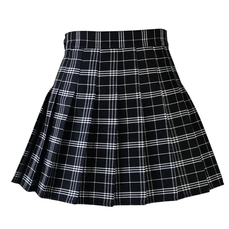 High-Waisted Pleated Plaid Mini Skirt
