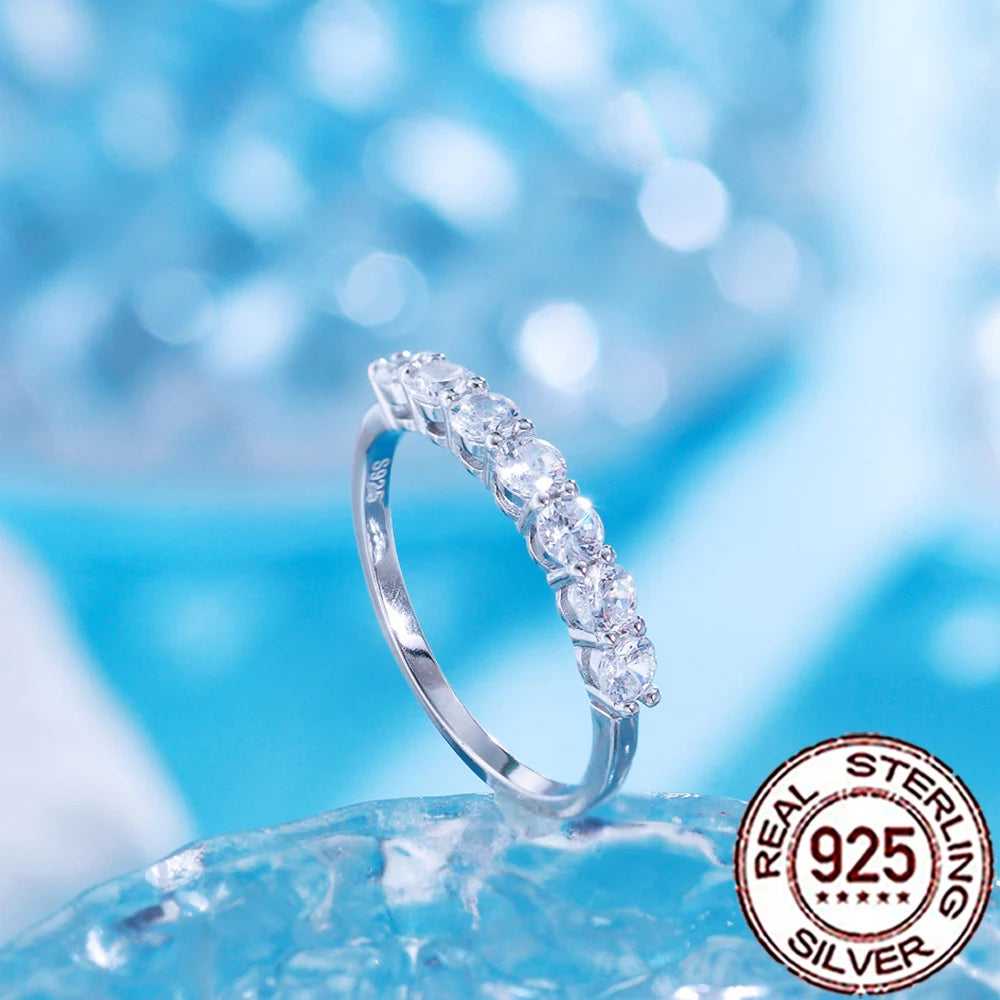 925 Sterling Silver Round CZ Zircon Ring