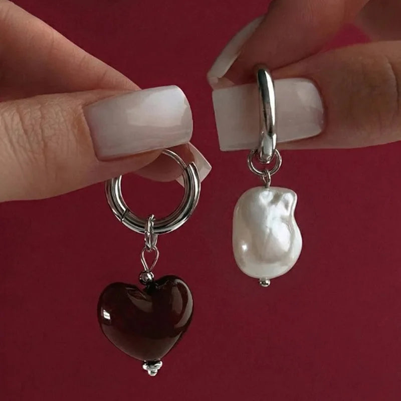 Geometric Irregular Stereo Heart-Shaped Earrings