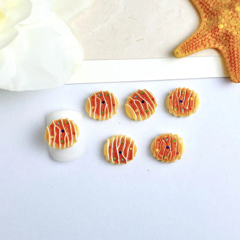 30PCS Simulated Salad Bread Donut Nail Charms Creative Cute Bear Cowhorn Sandwich Desserts Resin Nail Art Decorations DIY Nails