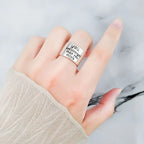 925 Sterling Silver Personality Wide Letters Adjustable Ring