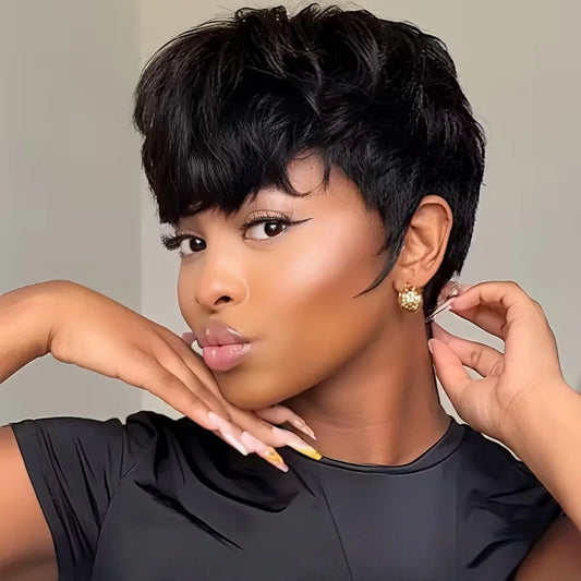 Natural Look Short Pixie Cut Human Hair Wig