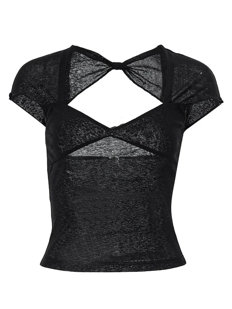 Square Collar Backless Top
