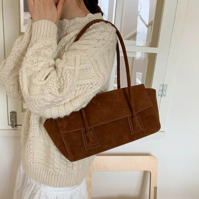 Faux Suede Shoulder Bag