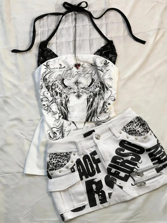 Graphic Halter Top