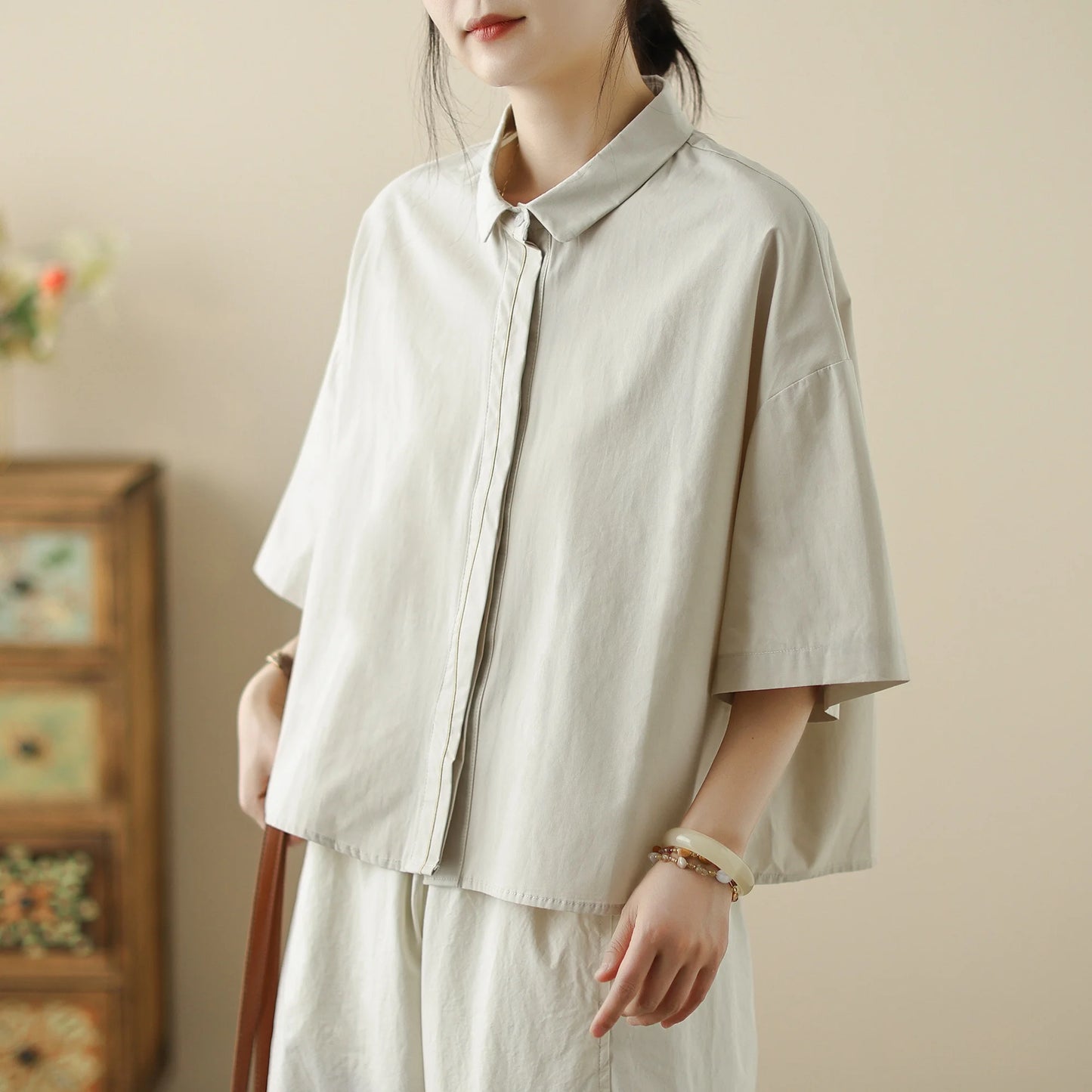 Cotton Linen Embroidered Shirt