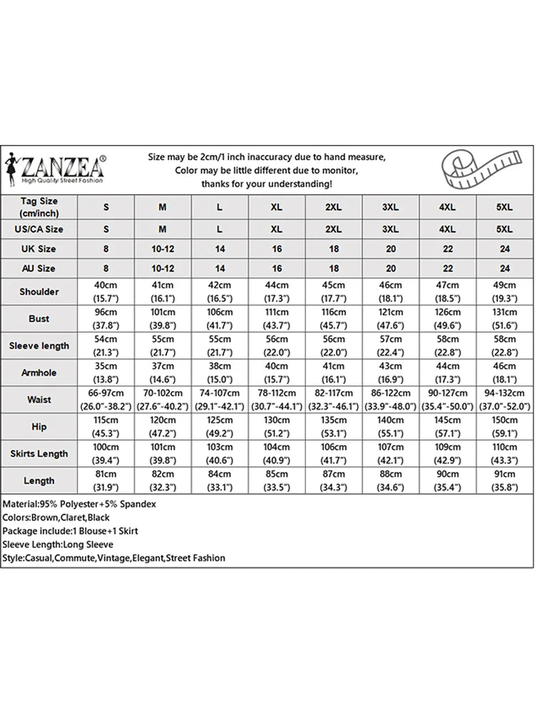 ZANZEA Autumn Muslim Two Piece Sets Women Outfits Casual Long Sleeve Long Tops Dress Sets Abaya Suit Dubai Hijab Tracksuit 2025