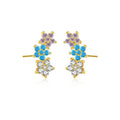 925 Sterling Silver Three Flower Stud Earring