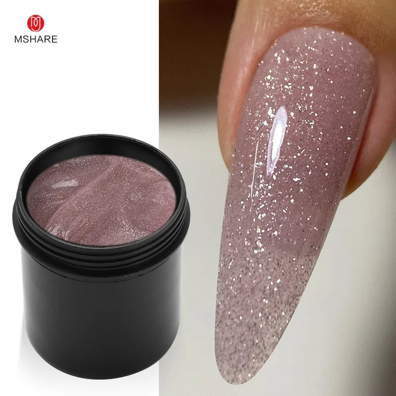MSHARE 150ml Ice Blue Jelly Gel Builder Nail Extension Gel Tpo Hema Free Gel Nail Construction Cream Medium Shimmer UV Led Gel