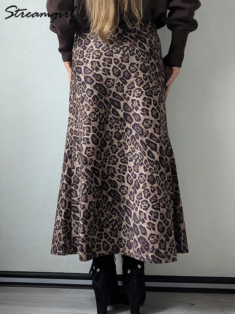 Leopard Print Suede Skirt
