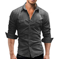 Solid Turn Down Collar Full Sleeve Single Breasted Simple Slim Fit Button Shirt