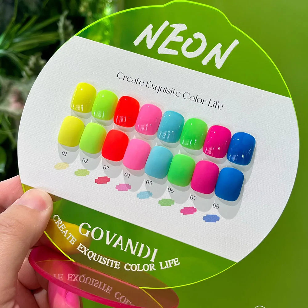8pcs/set High-end Gel Nail Polish Set With Display Vernish Summer Neon Semi Permanent UV Gel Nail Art Manicure For Nails 15ml