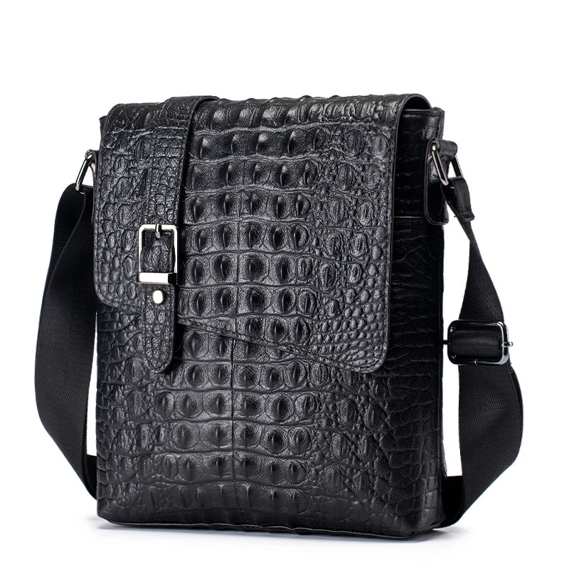 Crocodile Pattern Leather Messenger Bag