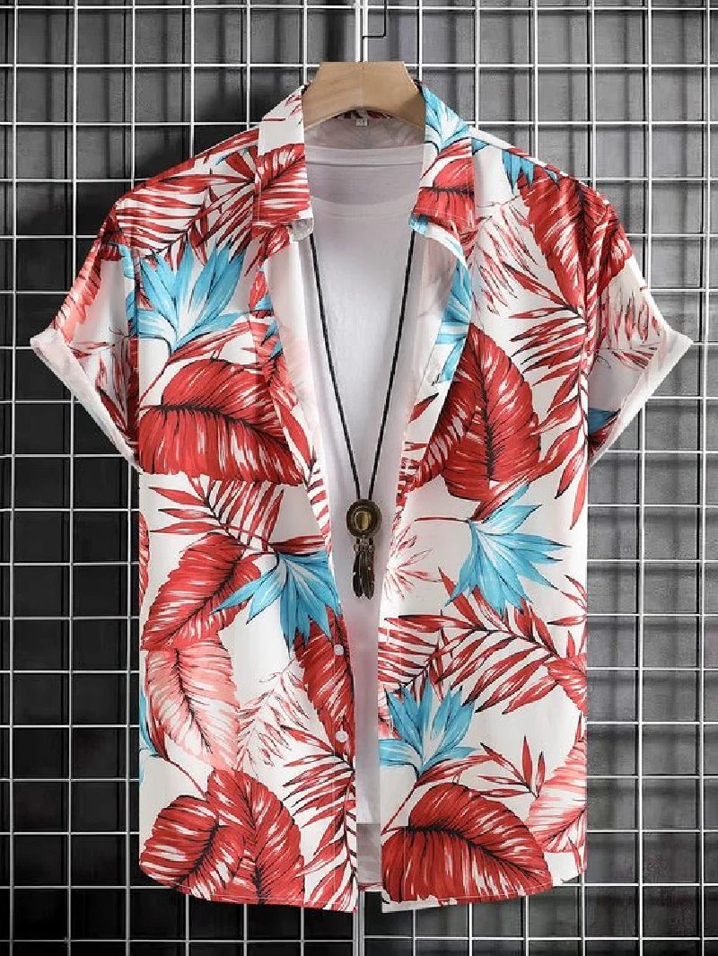 Short Sleeved Shirt With Lapel Button Up