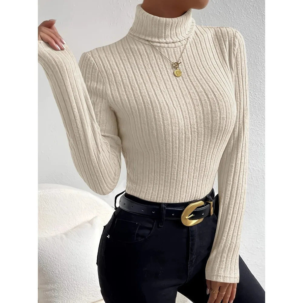 Slim Fit Ribbed Knit Turtleneck Sweater