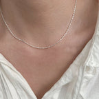 925 Sterling Silver Necklace With Simple Geometric Beads