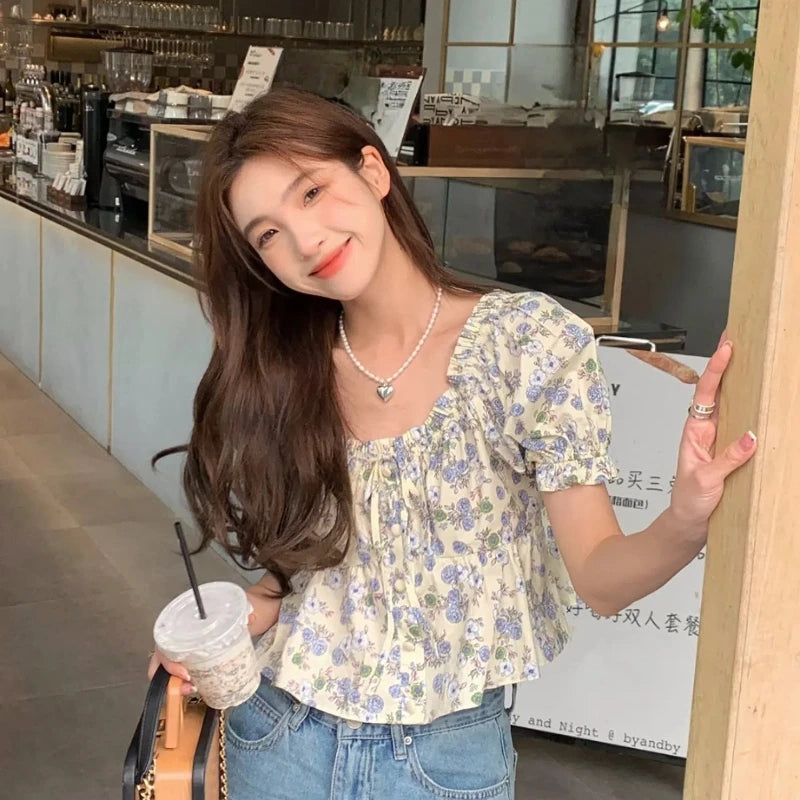 French Floral Short-Sleeved Tee