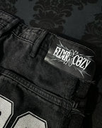 Patchwork Stripe Embroidery Fur Edge Jeans