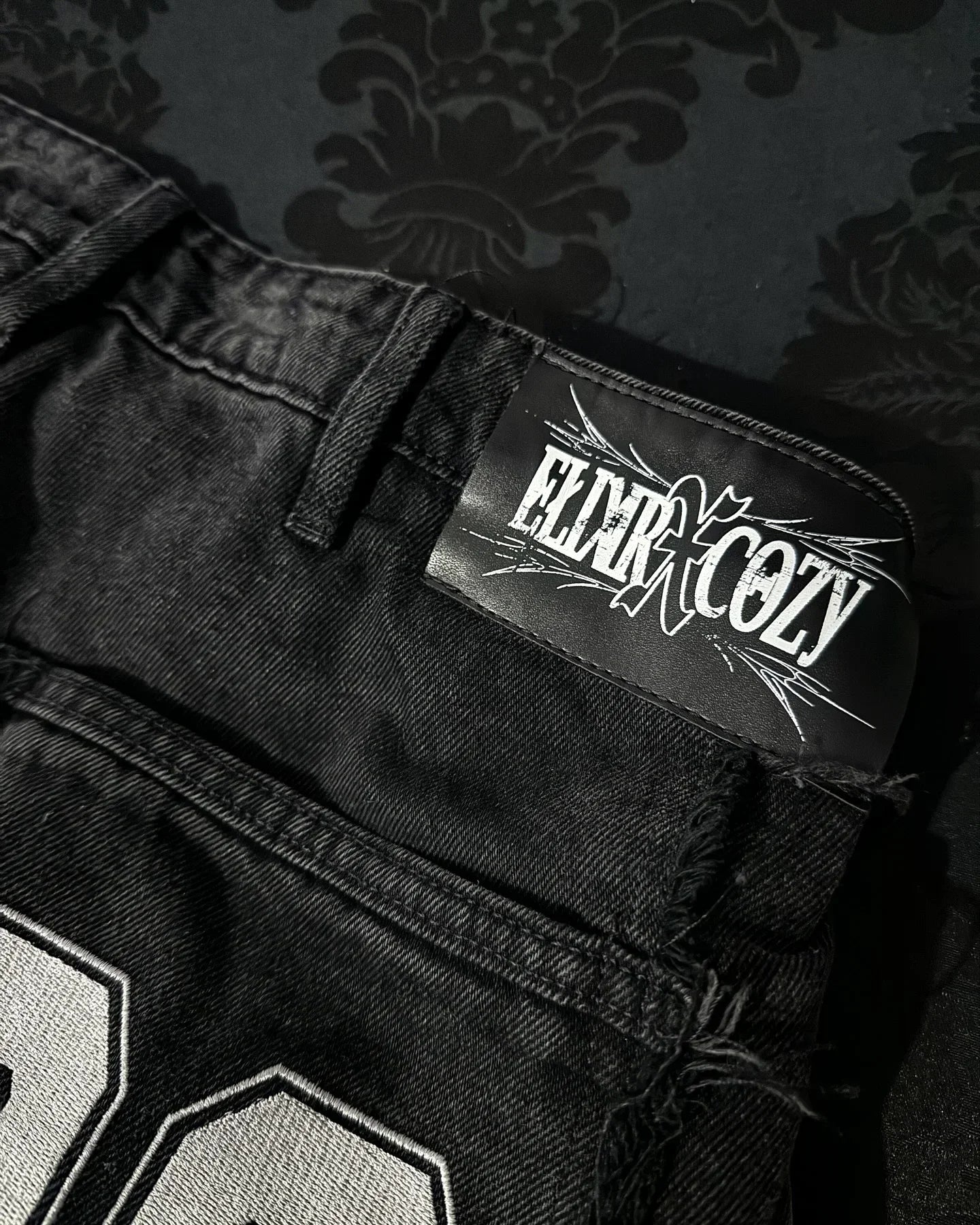 Patchwork Stripe Embroidery Fur Edge Jeans