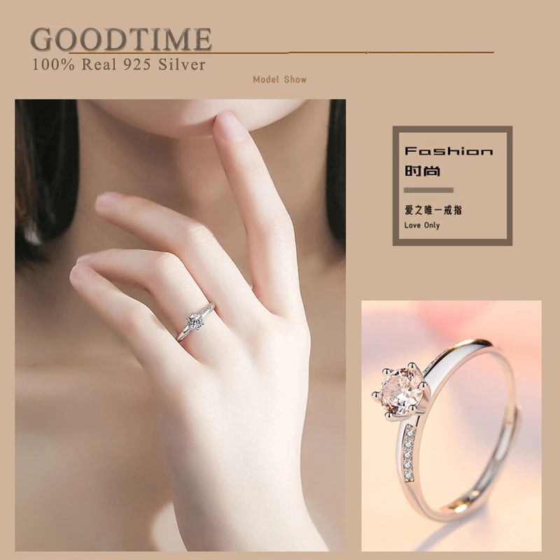 925 Sterling Silver Ring Zircon Moissanite Ring