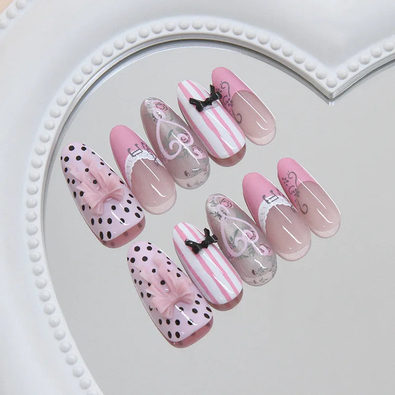 24pcs Sweet Pink Press On Nails