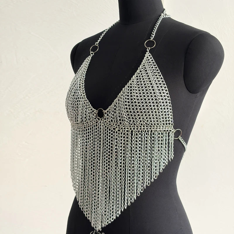 Metal Chain Halter Neck Top