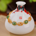 Natural Hetian Jasper White Jade Flower Bracelet
