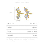 925 Sterling Silver Three Flower Stud Earring