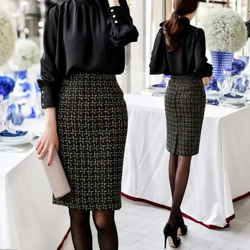 High Waist Slim Split Skirt