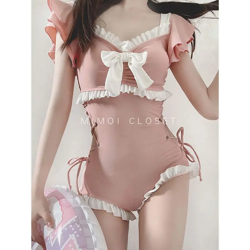 Sweet Patchwork Sleeveless Bowknot One Piece