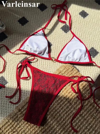 Floral Lace Triangle Bikini