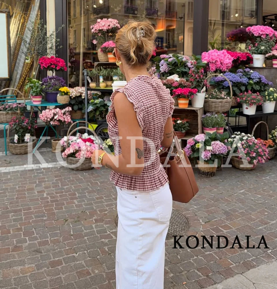 KONDALA Plaid Sleeveless Top