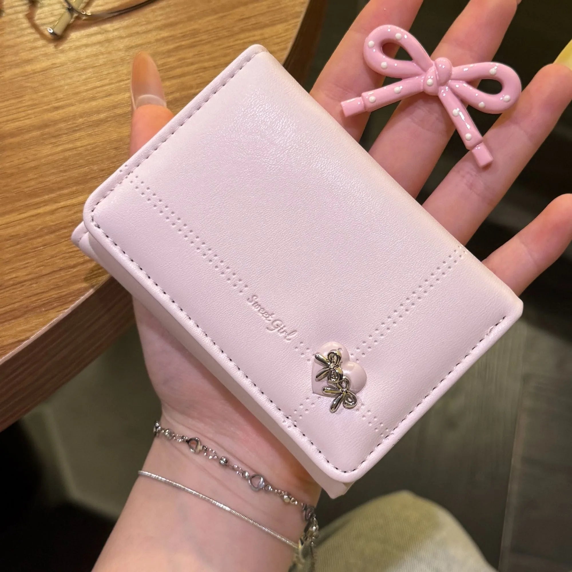 Simple Love Bow Short Wallet
