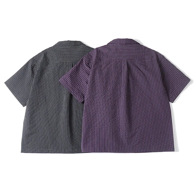 Gingham Relaxed Fit Camp Collar Shirt